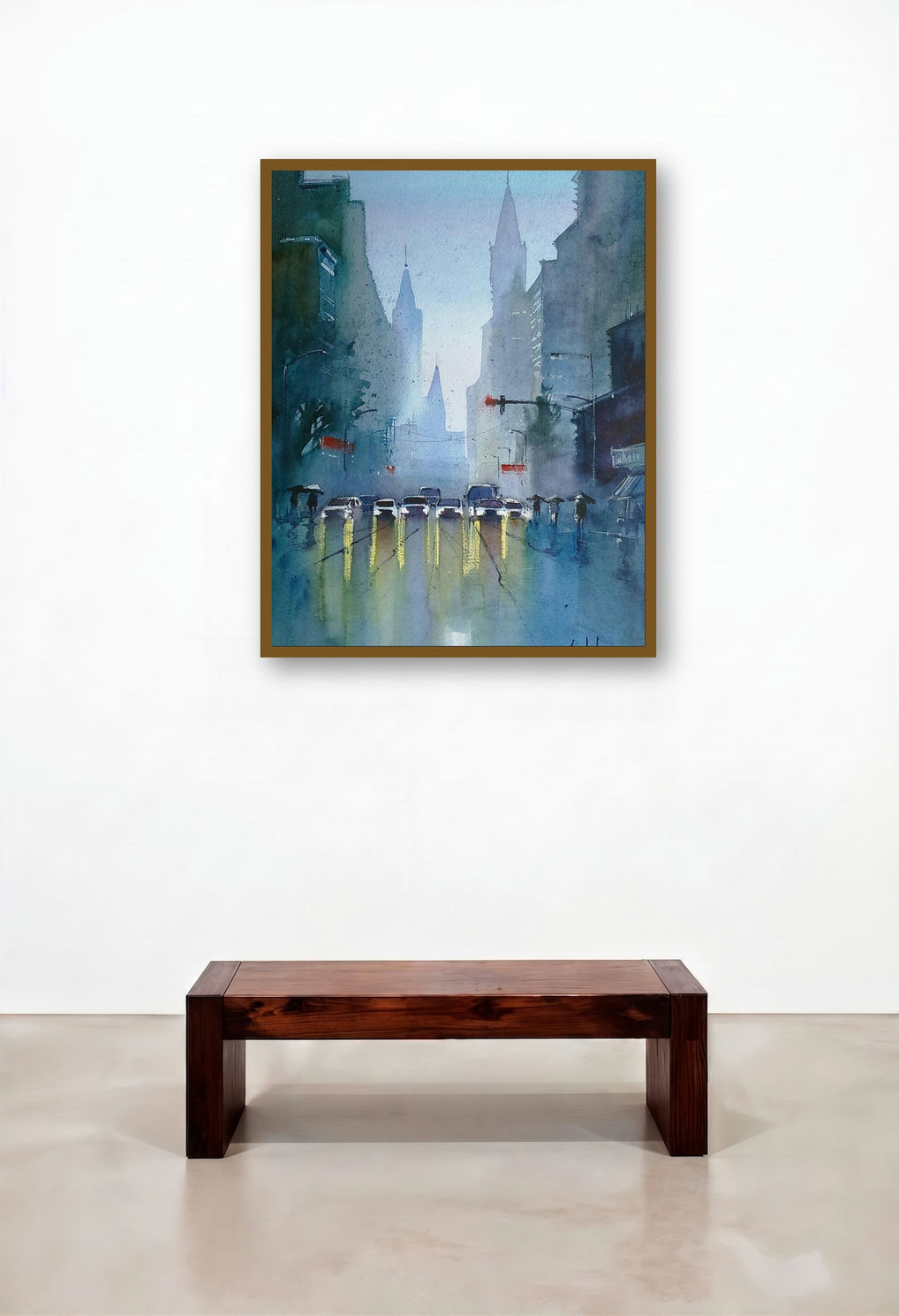The Confusing Red Light by artist Gulshan Achari displayed in a Contemporary Luxury Living Room