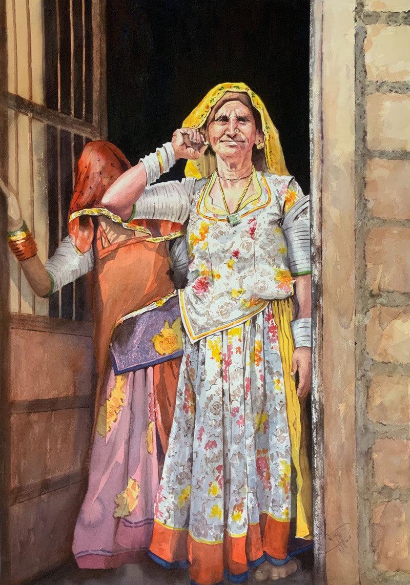 Figurative watercolor painting titled 'The Culture', 30x22 inches, by artist Yojana Dehankar on Arches Paper