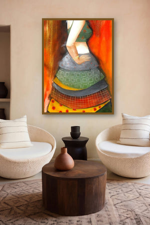 The Dancing Girl (Rhythmic Grace) by artist Kamal Devnath displayed in a Indian Art gallery