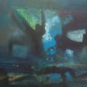 Abstract acrylic painting titled 'The Darkness Of Night', 36x36 inches, by artist Dnyaneshwar Dhavale on Canvas