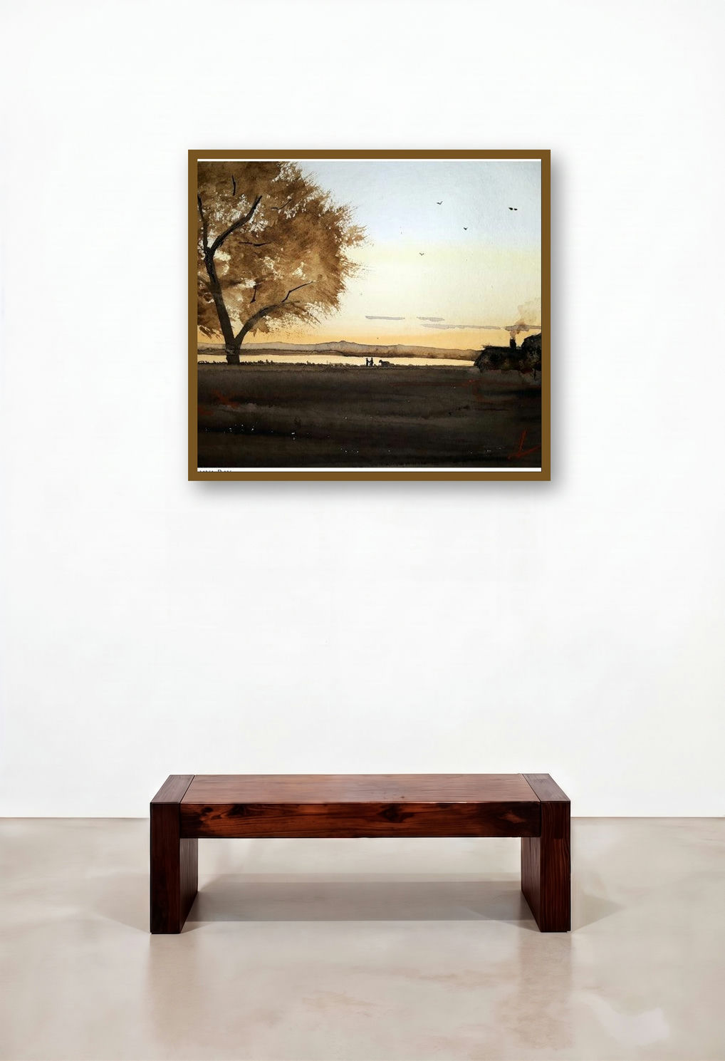The Dawn (The Journey's End) by artist Arunava Ray displayed in a Urban Loft Dining Room
