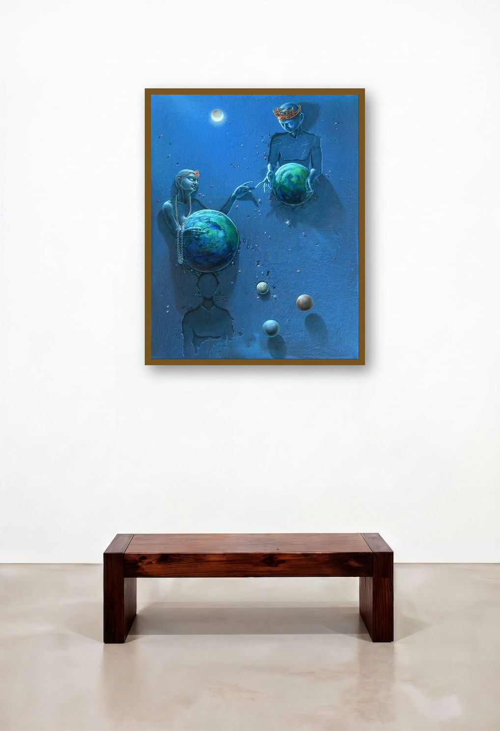 The Different Planets (Cosmic Creation) by artist Gopal Chowdhury displayed in a Designer Executive Office