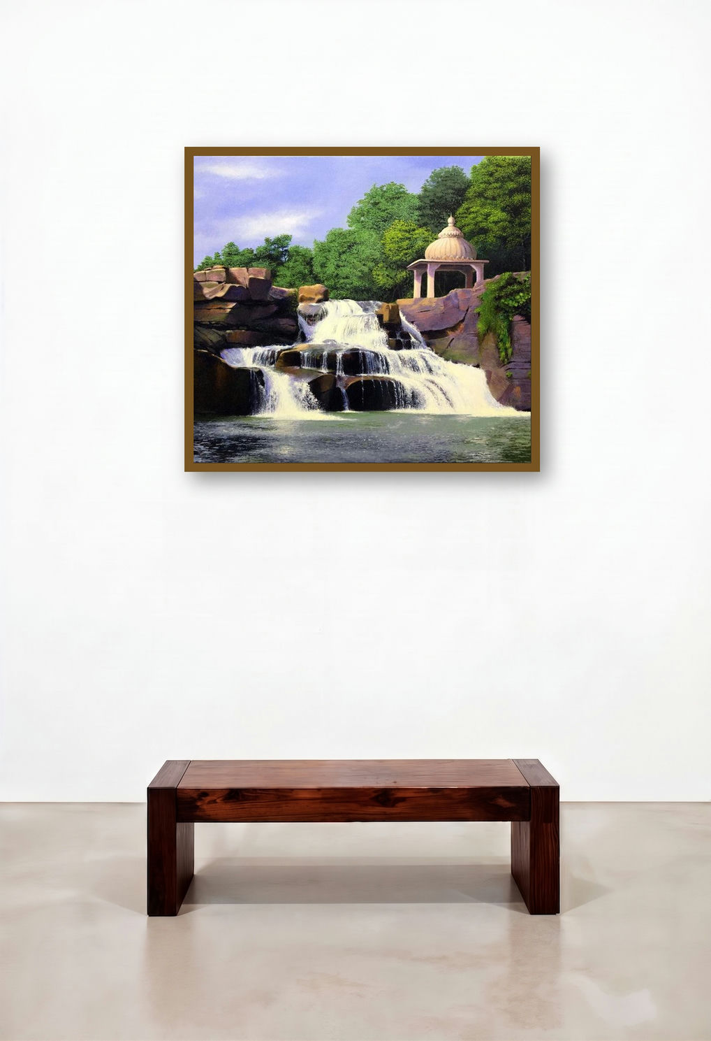 The Divine Flow (Serene Sanctuary) by artist Nitin Kitukale displayed in a Industrial Dining Room