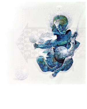 Figurative acrylic painting titled 'The Earth', 48x48 inches, by artist Mahesh Pal Gobra on canvas