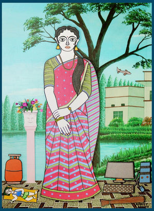 The First Agreement by Avinash Karn, Original Acrylic Figurative Painting on Canvas, X-Large Vertical Wall Art