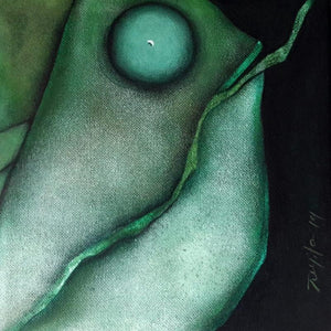 The Fish 1 (Emergence) by Jayita Borthakur, Original Acrylic Animal Painting on Canvas, X-Small Vertical Wall Art