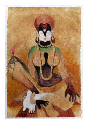 Figurative acrylic painting titled 'The Form IX', 12x10 inches, by artist Mahesh Pal Gobra on paper