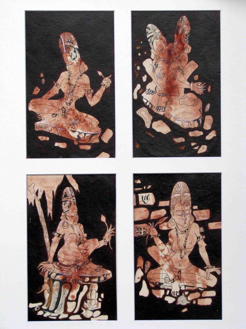 Figurative acrylic painting titled 'The Form of Sculpture III', 36x26 inches, by artist Mahesh Pal Gobra on paper