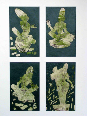 Figurative acrylic painting titled 'The Form of Sculpture IV', 36x26 inches, by artist Mahesh Pal Gobra on paper