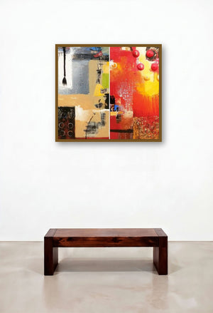 The Inner Pains And Pangs ( Diptych) by artist Shyamal Roy Chowdhury displayed in a Urban Loft Executive Office