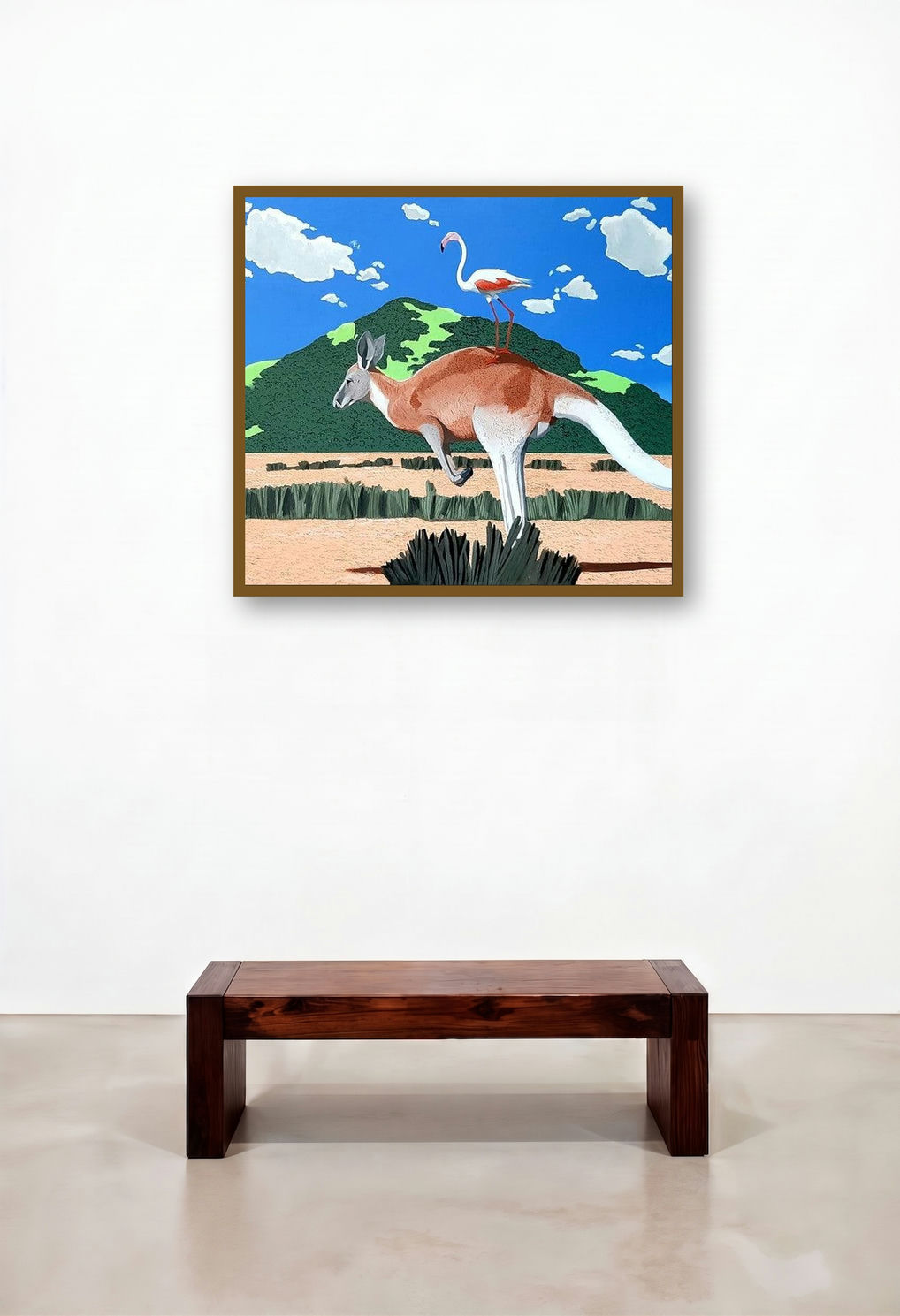 The Journey With A Flamigo (A Flamingo's View) by artist Ashikali Khan displayed in a Eclectic Library
