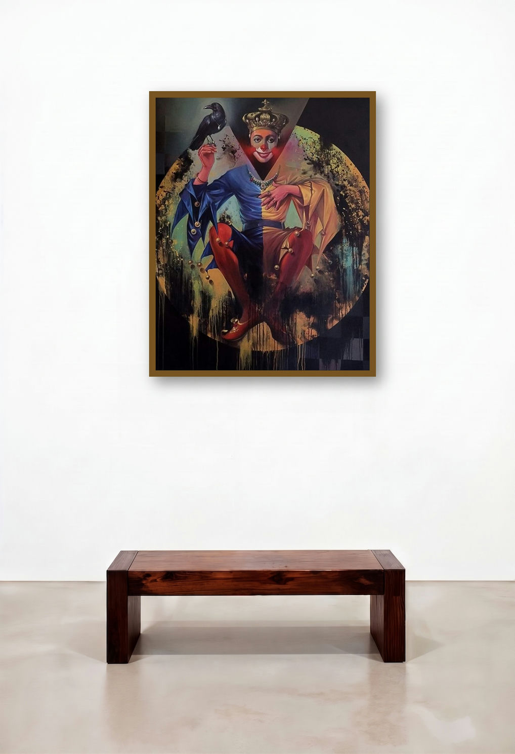 The King Of The World (The Jester's Throne) by artist Bappa Haldar displayed in a Urban Loft Reception Area
