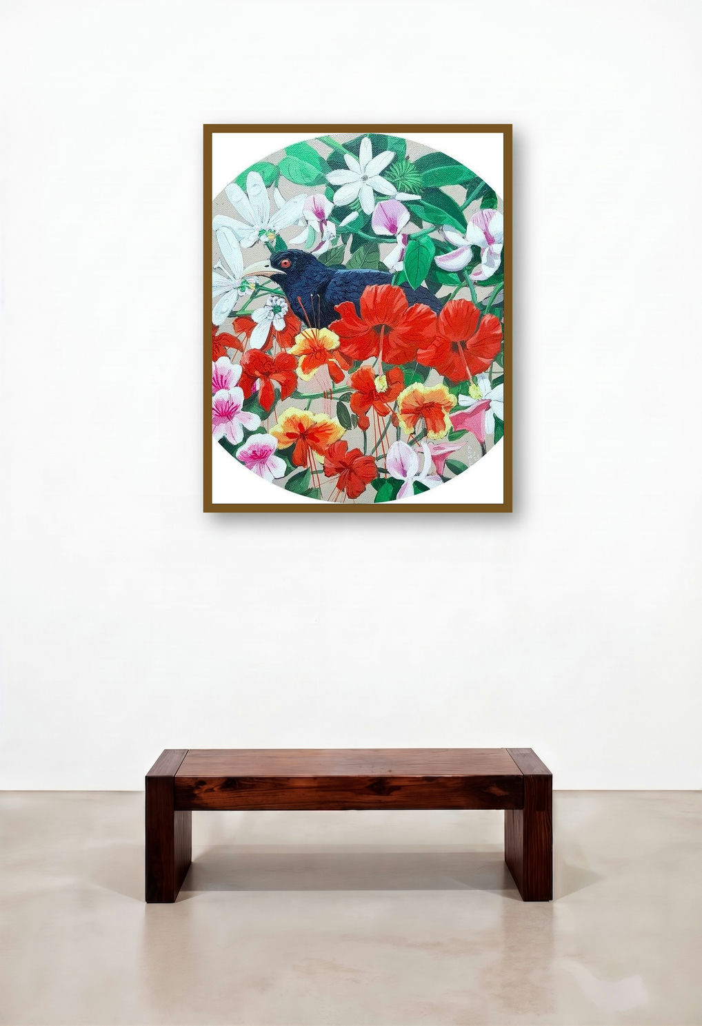 The Koel (The Koel's Serenade) by artist Ashikali Khan displayed in a Contemporary Family Room