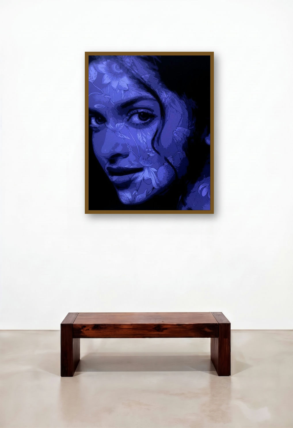 The Lady 5 by artist Sujit Karmakar displayed in a Boutique Hotel Style Dining Room