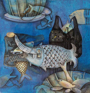 Animals acrylic painting titled 'The Life In A Black Wrapper', 24x24 inches, by artist Pooja Shelke on Canvas