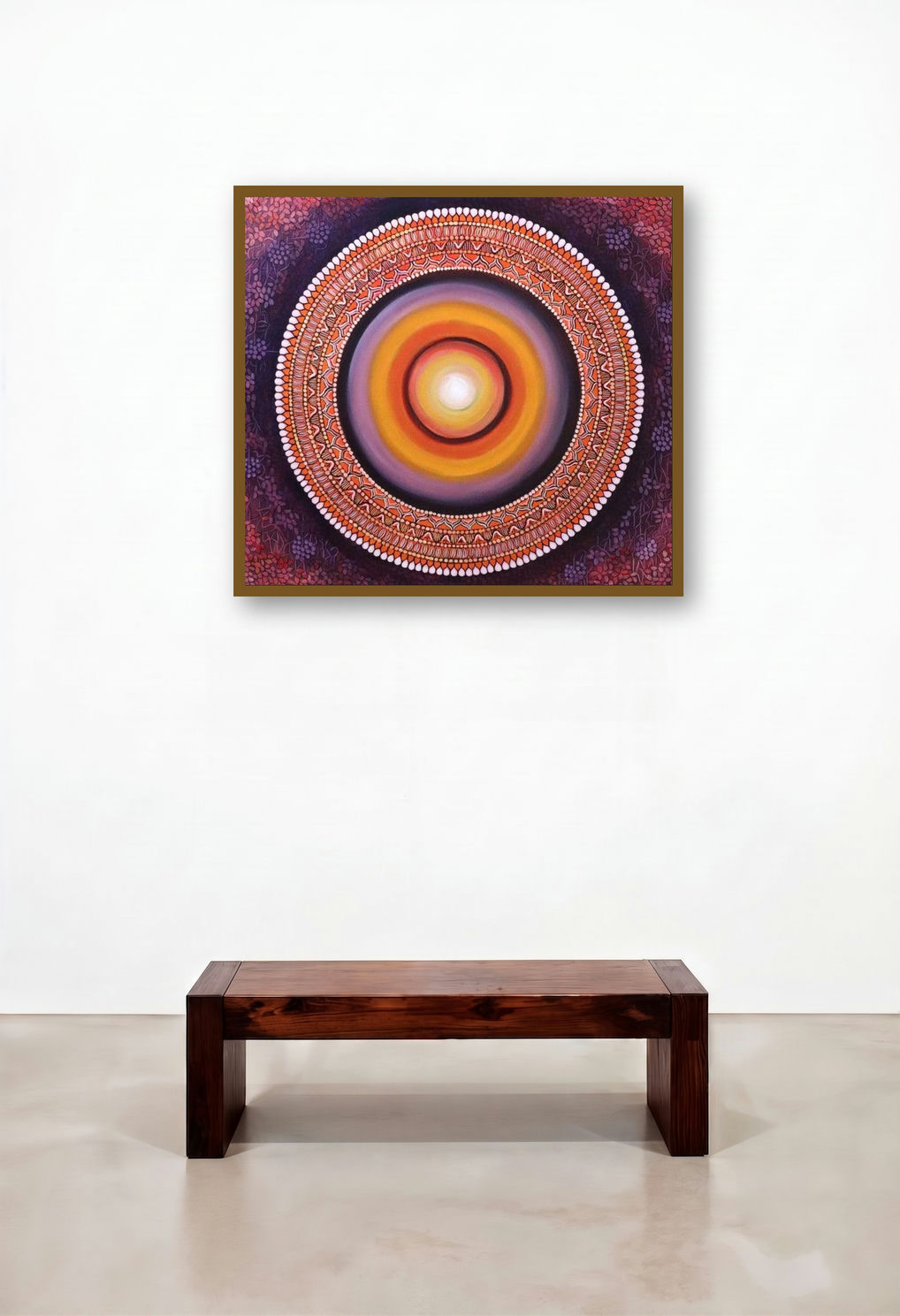 The Light Inside 4 (Radiance Within) by artist Nitu Chhajer displayed in a Scandinavian Dining Room