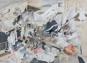 contemporary mixed media painting titled 'The Man With Twisted Brain 2', 22x30 inches, by artist Susmita Chowdhury on Canvas