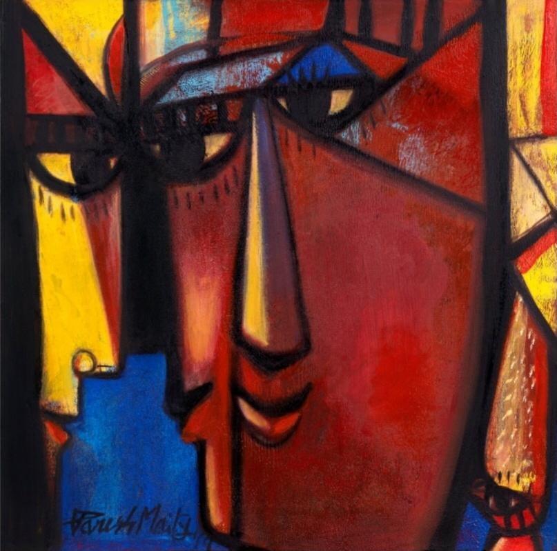 Figurative acrylic oil painting titled 'The Milan', 24x24 inches, by artist Paresh Maity on Canvas