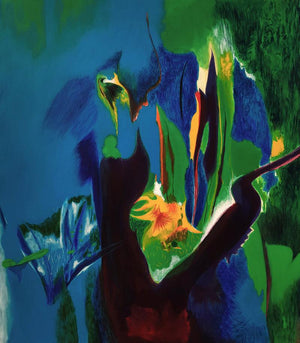 The Nest (Floral Symphony) by Debabrata Hazra, Original Acrylic Animal Painting on Canvas, Large Vertical Wall Art