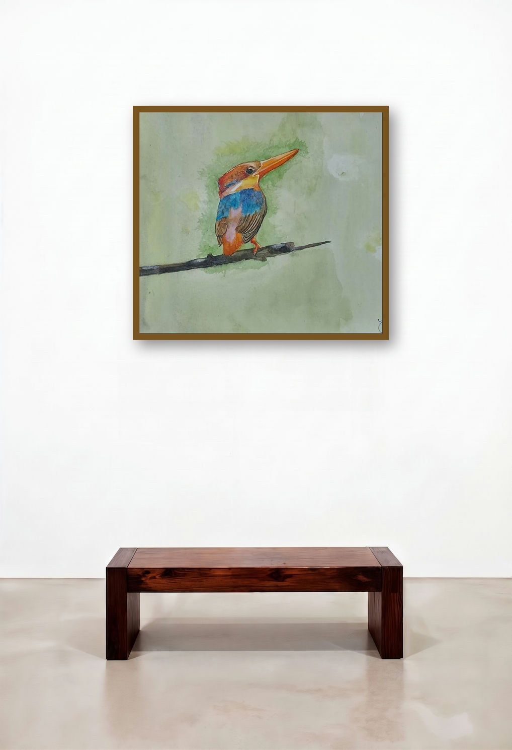 The Odk (A Vibrant Sentinel) by artist Yashodan Heblekar displayed in a Boutique Hotel Style Hotel Lobby