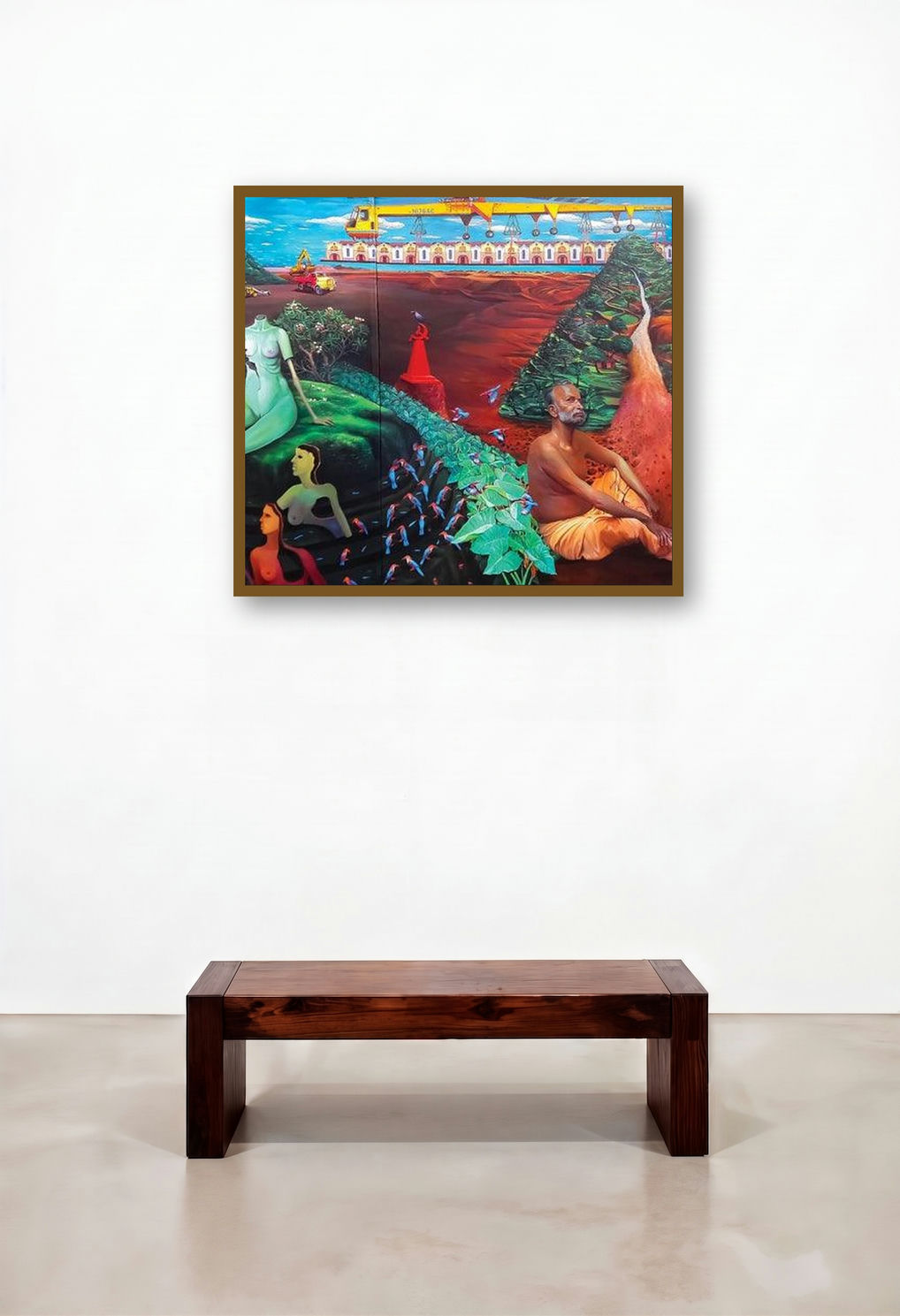 The One Who Lost Everything (Displaced and Dismembered) by artist Anoop Mv displayed in a Urban Loft Foyer