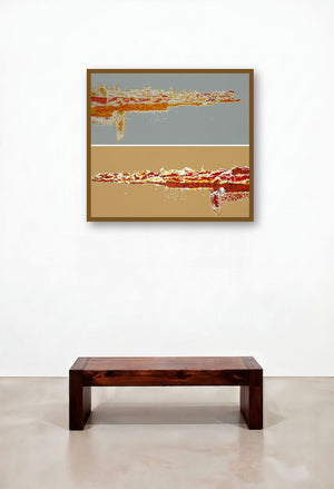 The Prayag Ghat (Surface Analysis) by artist Niraja Bhuwal displayed in a Rustic Foyer