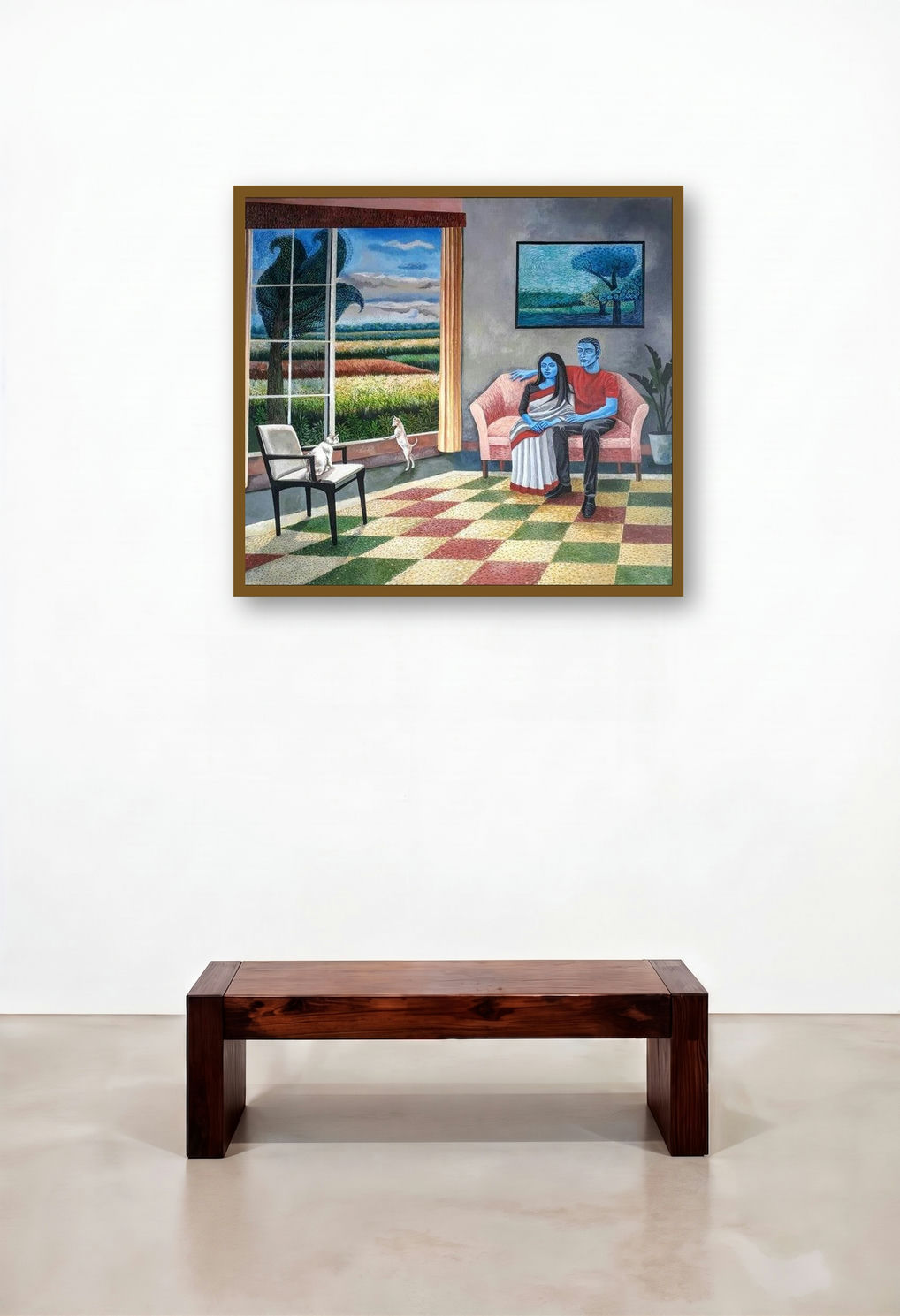 The Relationship 2 by artist Subhamita Sarkar displayed in a Traditional Hotel Lobby