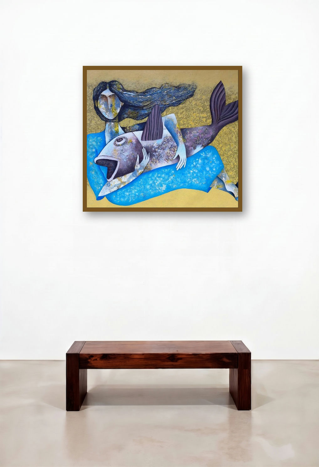 The River Deity (Bound by artist the Sea) by artist Ranjith Raghupathy displayed in a Eclectic Hallway