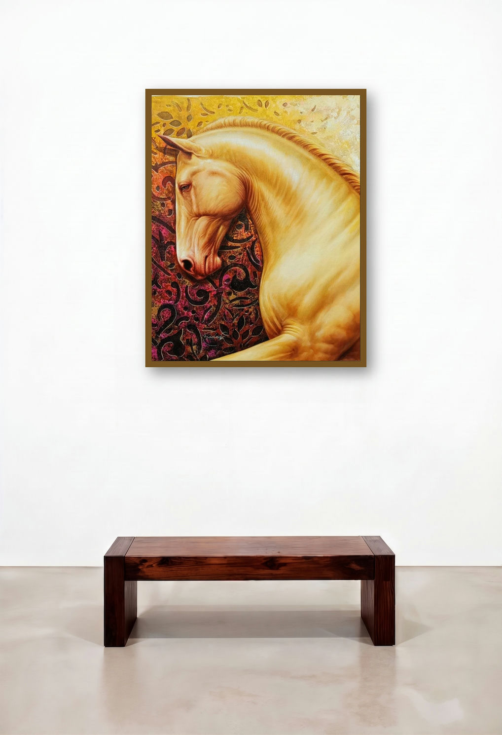 The Royal Horse 2 (Majestic Presence) by artist Pradeep Kumar displayed in a Contemporary Lounge