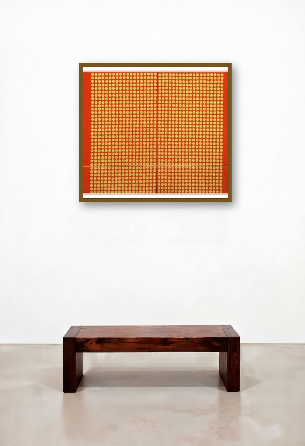 The Sanctuary (Intersecting Fields of Gold) by artist Ekta Sharma displayed in a Eclectic Hallway