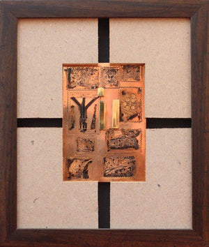 The Sindhu Series 10 (A Chronicle of Symbols) by Kajal Gaitonde, Original Mixed Media Abstract Painting on Wood, X-Small Vertical Wall Art