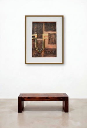 The Sindhu Series 12 (A Mark of Distinction) by artist Kajal Gaitonde displayed in a Contemporary Luxury Bedroom