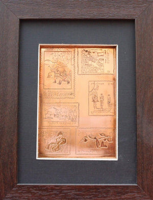 The Sindhu Series 14 (Tales in Copper) by Kajal Gaitonde, Original Mixed Media Abstract Painting on Wood, X-Small Vertical Wall Art