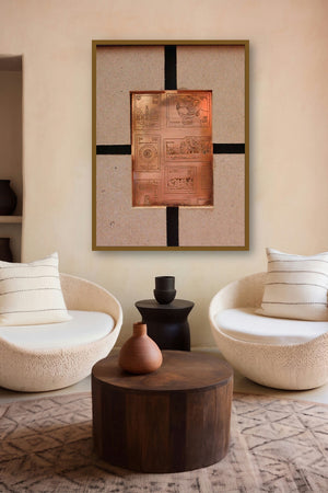 The Sindhu Series 4 (Stories Etched in Time) by artist Kajal Gaitonde displayed in a Luxury gallery