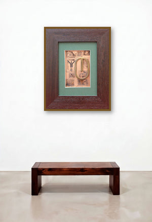 The Sindhu Series 6 (A Meeting of Symbols) by artist Kajal Gaitonde displayed in a Traditional Living Room