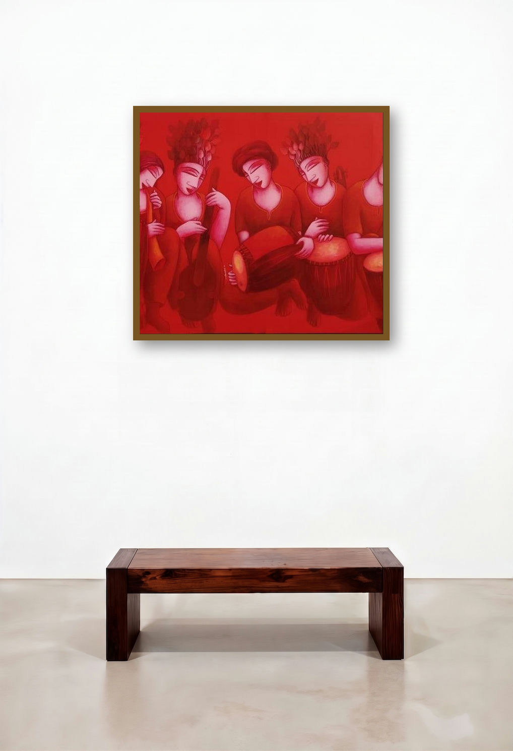 The Sound 2 (The Red Rhythm) by artist Samir Sarkar displayed in a Japandi Hotel Suite