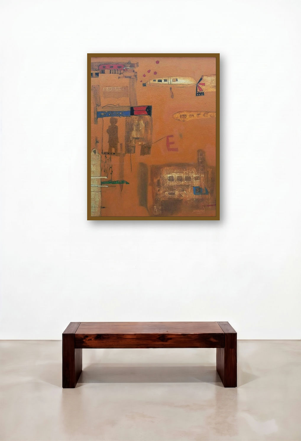 The Space (Urban Dreamscape) by artist Prasad Mane displayed in a Luxury Library
