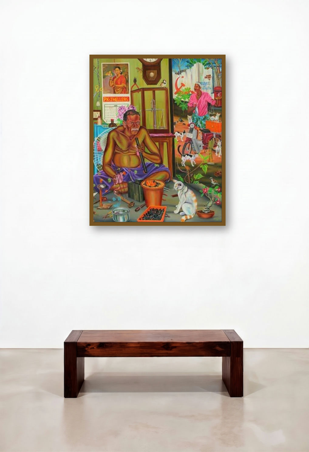 The Speechless Matter (A Day in the Workshop) by artist Rejeesh Sarovar displayed in a Industrial Executive Office