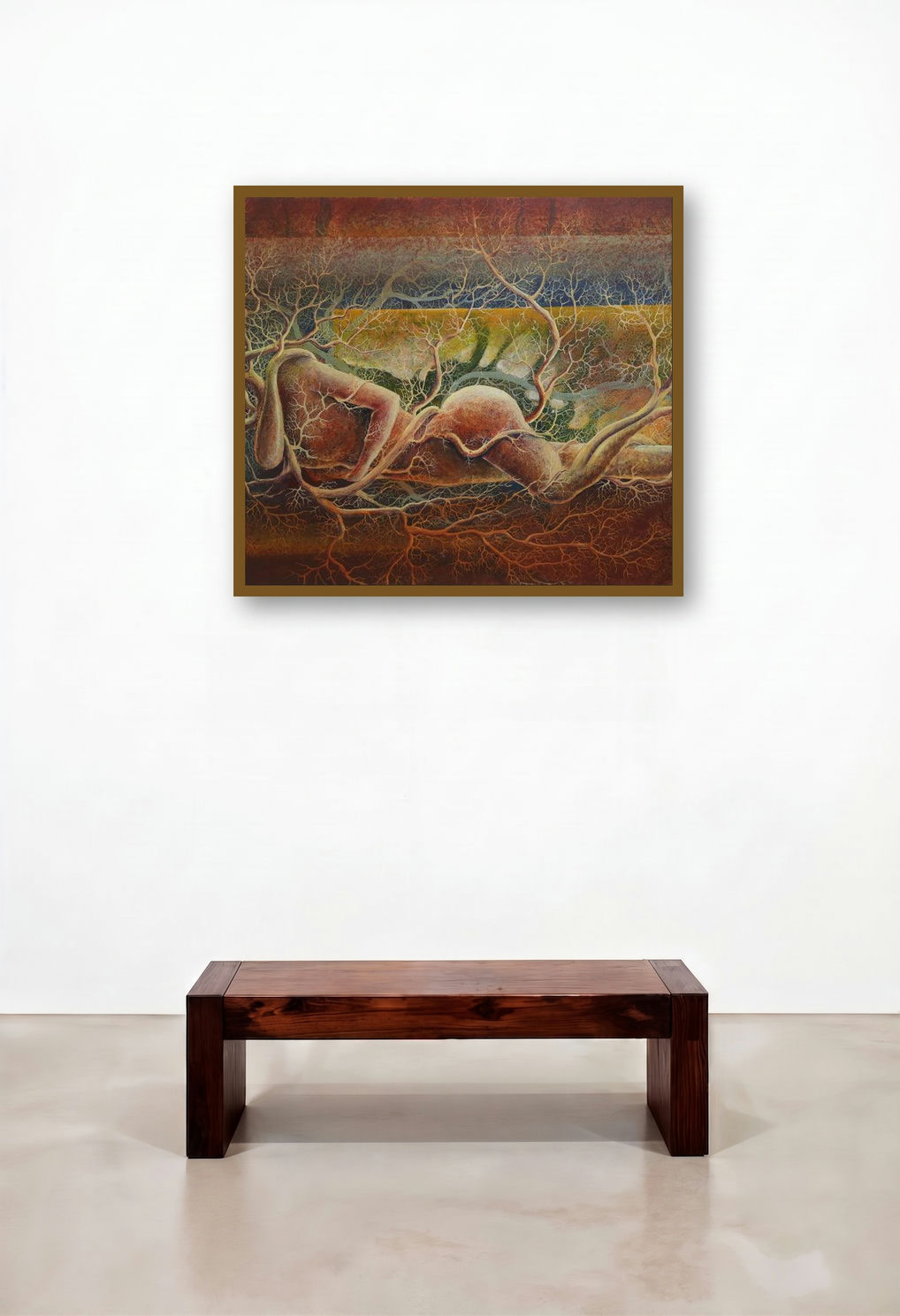 The Subconscious Mind (Reclining Figure and Nature) by artist Anil Kumar Vishwakarma displayed in a Industrial Library