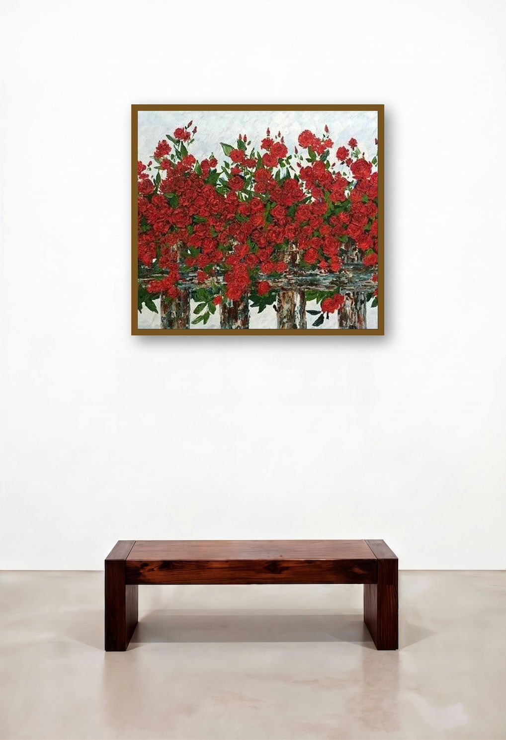 The Sweet Scent Of Roses (A Sea of Roses) by artist Shilpi Singh Patel displayed in a Japandi Hotel Suite