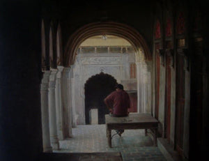 Scenic oil painting titled 'The Threshold', 24x30 inches, by artist Anupam Halder on Canvas