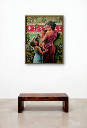 The Tribal Of Mother And Child by artist Arjun Das displayed in a Luxury Home Office