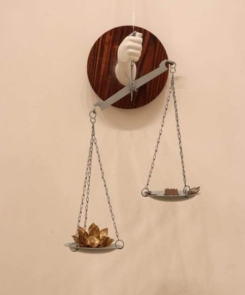 contemporary sculpture titled 'The Weight Of Faith', 28x22x12 inches, by artist Laxman Ahire on Mixedmedia