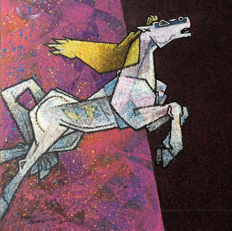 Animals acrylic painting titled 'The Yearning', 18x18 inches, by artist Dinkar Jadhav on Canvas