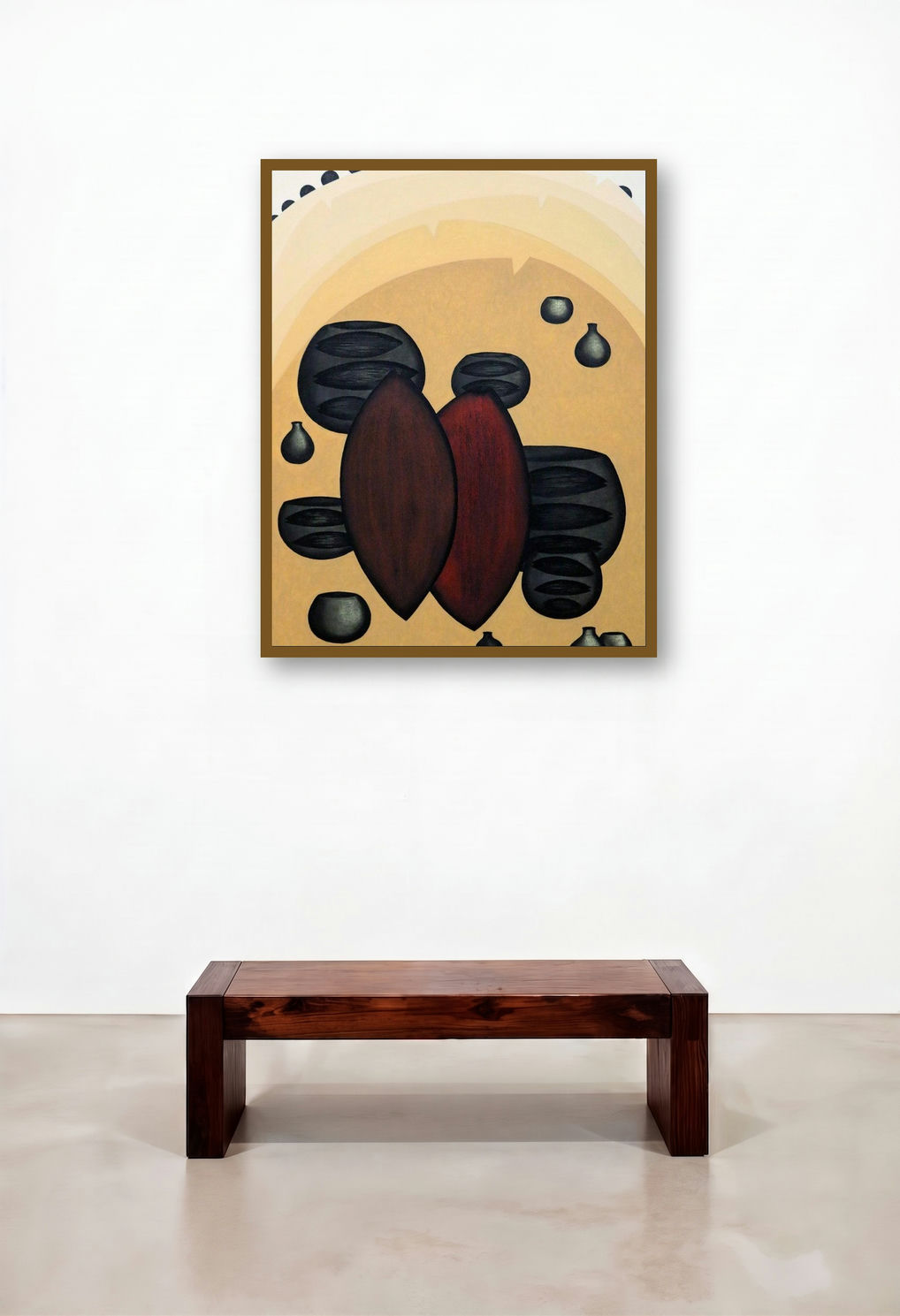 Thirst 1 (Vessels and Shadows) by artist Pravin Shinde displayed in a Transitional Foyer