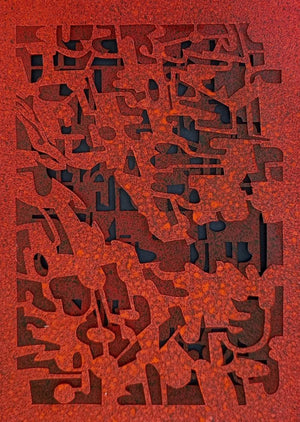 This Is Not Red (This is not Red) by Unnati Shukla, Original Mixed Media Abstract Painting on Paper, X-Small Vertical Wall Art