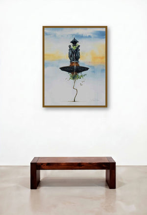 Three Graces (A Surreal Transformation**) by artist Sunil Lohar displayed in a Minimalist Reception Area