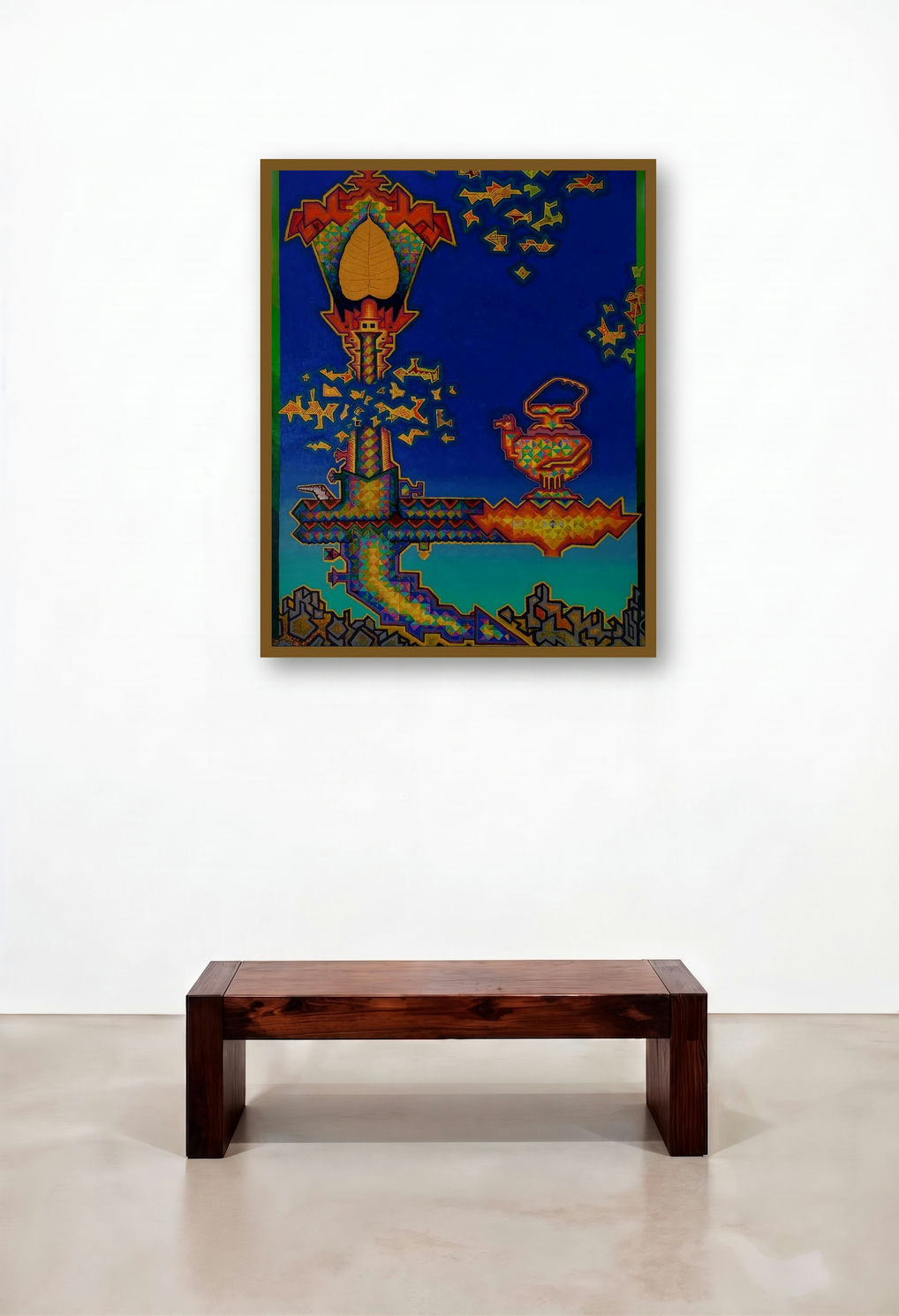 Three Stages (Celestial Tapestry) by artist Madhukar Munde displayed in a Designer Penthouse