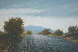 Through The Bushes by Fareed Ahmed, Original Oil Landscape Painting on Canvas Board, Small Horizontal Wall Art