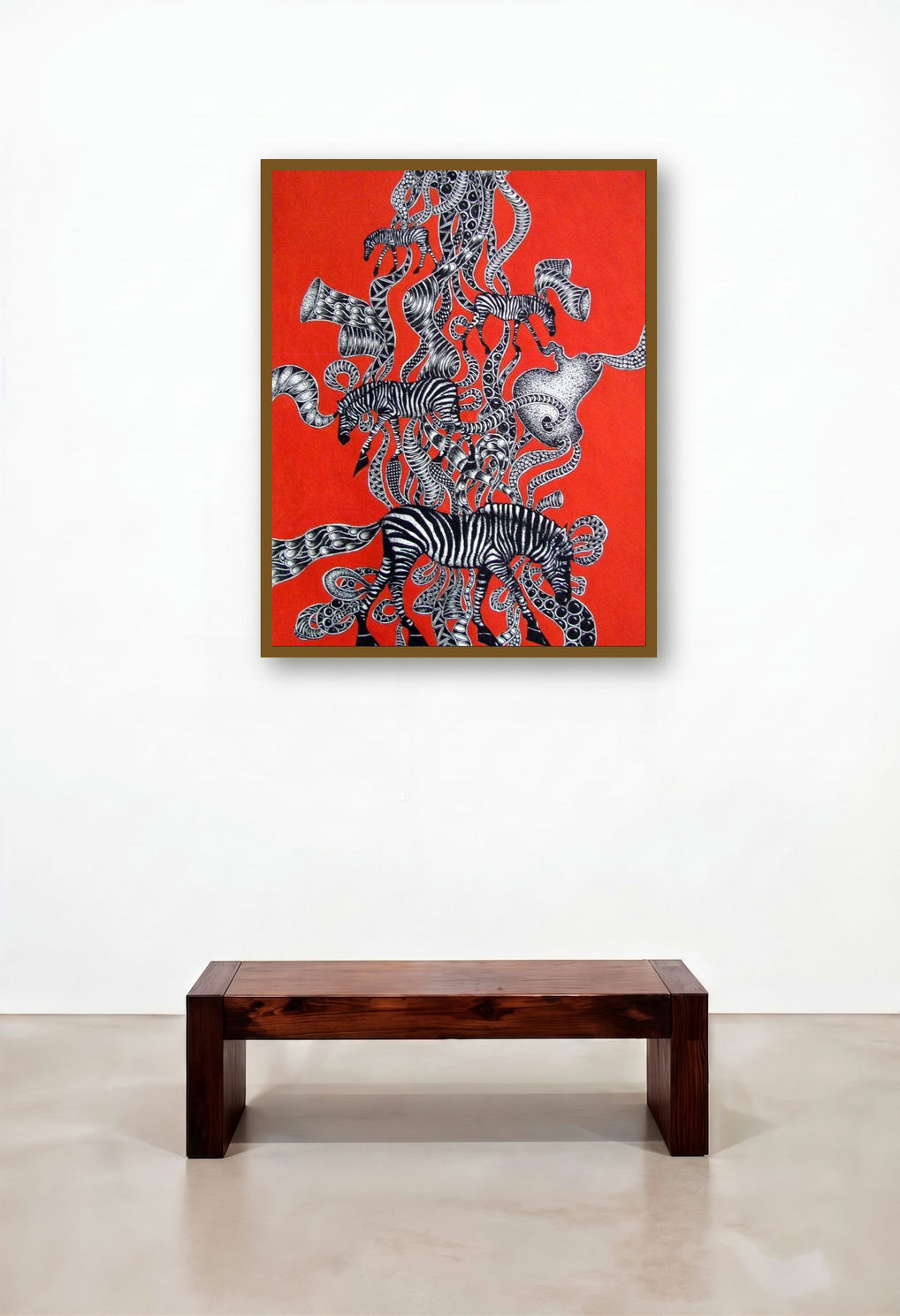 Time Travel 1 (Zebras and Patterns) by artist Umed Rawat displayed in a Classic Study
